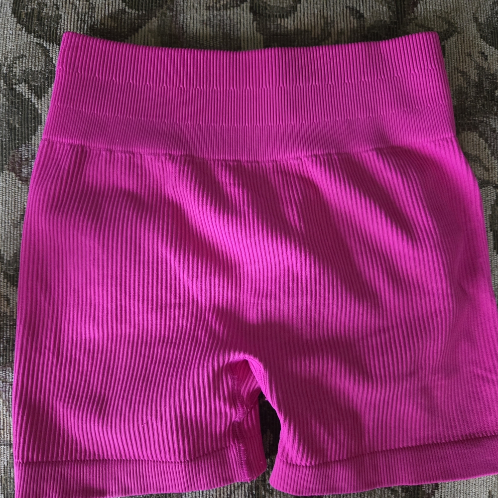 Women's Pink Ribbed Shorts